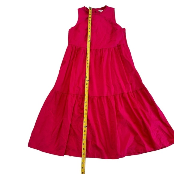 J.Crew Pink Midi Sleeveless Ruffled Neckline Tiered Pink Dress size 6 - Picture 11 of 17